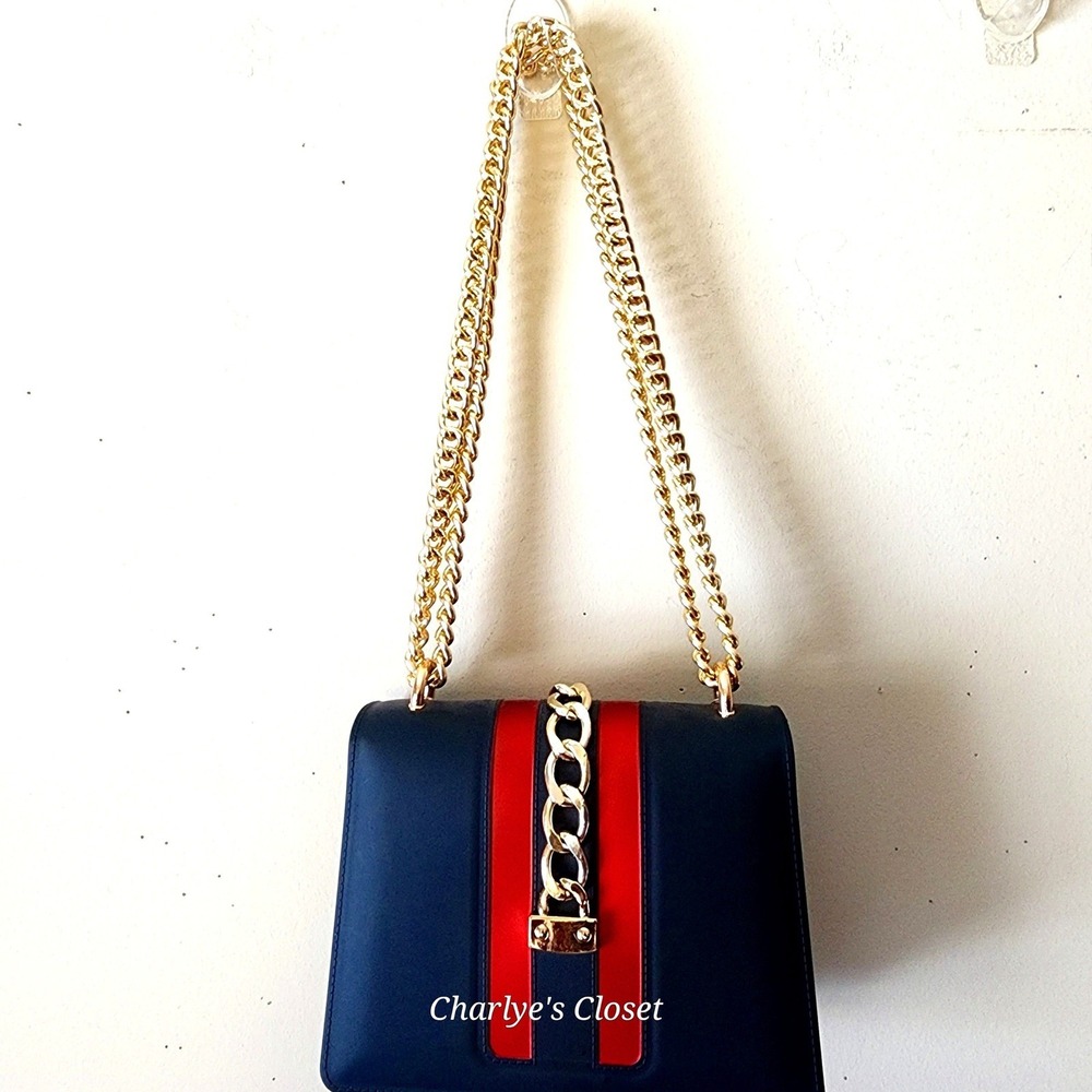 Gold Chain Padlock Shoulder Bag Red/Black NWT Luxe Inspo Crossbody Evening Glam